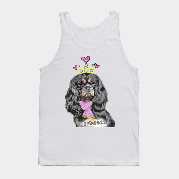 Secret, a black and tan champion Cavalier Tank Top by Walters Mom